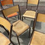 Set of 10 mismatched industrial chairs vintage mullca