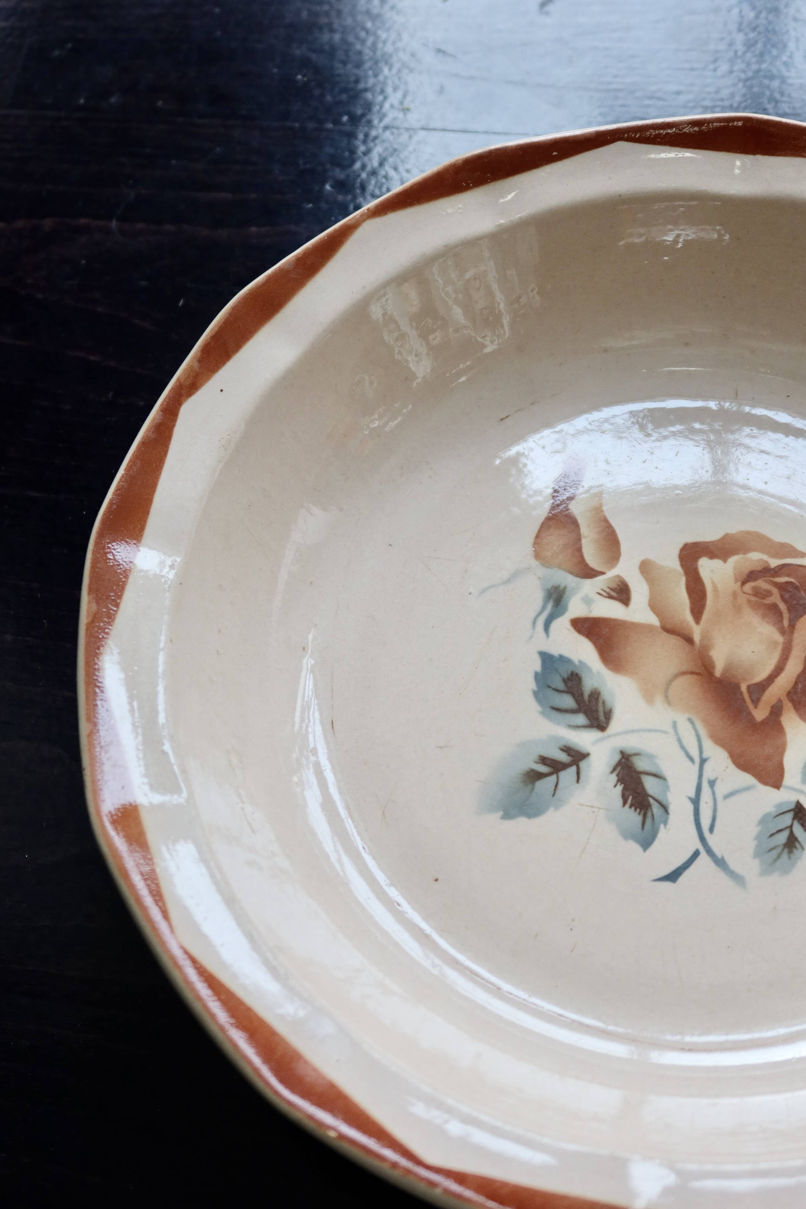 Old round hollow plate in Digoin Sarreguemines earthenware 9181