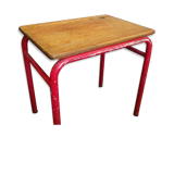 School desk in oak and red metal 1960