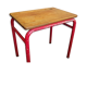 School desk in oak and red metal 1960