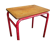 School desk in oak and red metal 1960
