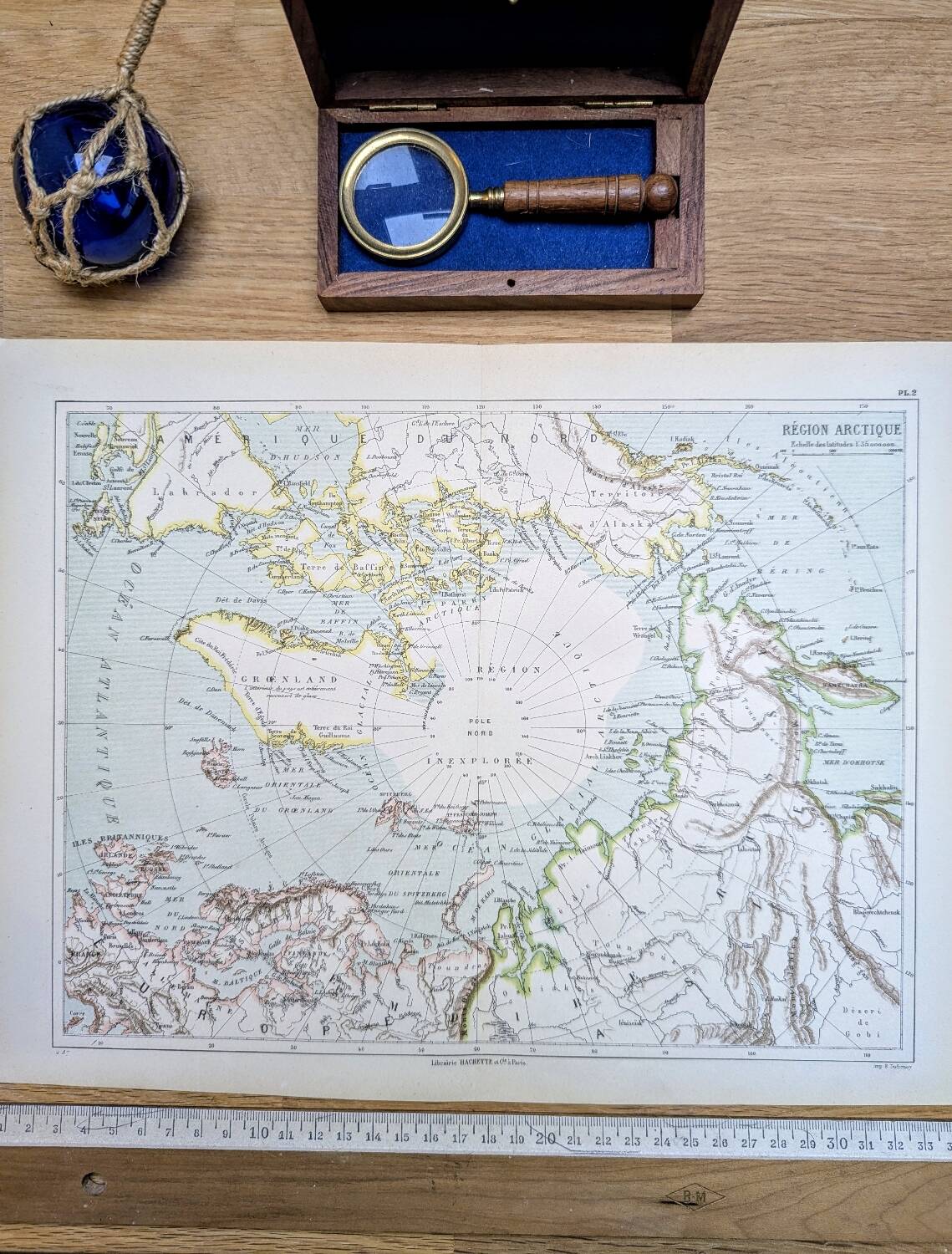 The Arctic region, period map, 1887, Authentic.