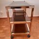 Vintage TV stand in brass and smoked glass 1970