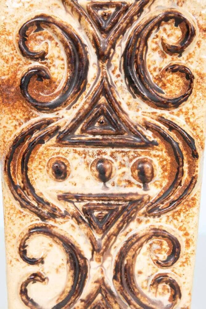 Vintage vase W-Germany, 1960s, thick lava vase with flowers.