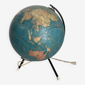 Vintage globe 1974 terrestrial world map Taride tripod - 28 cm