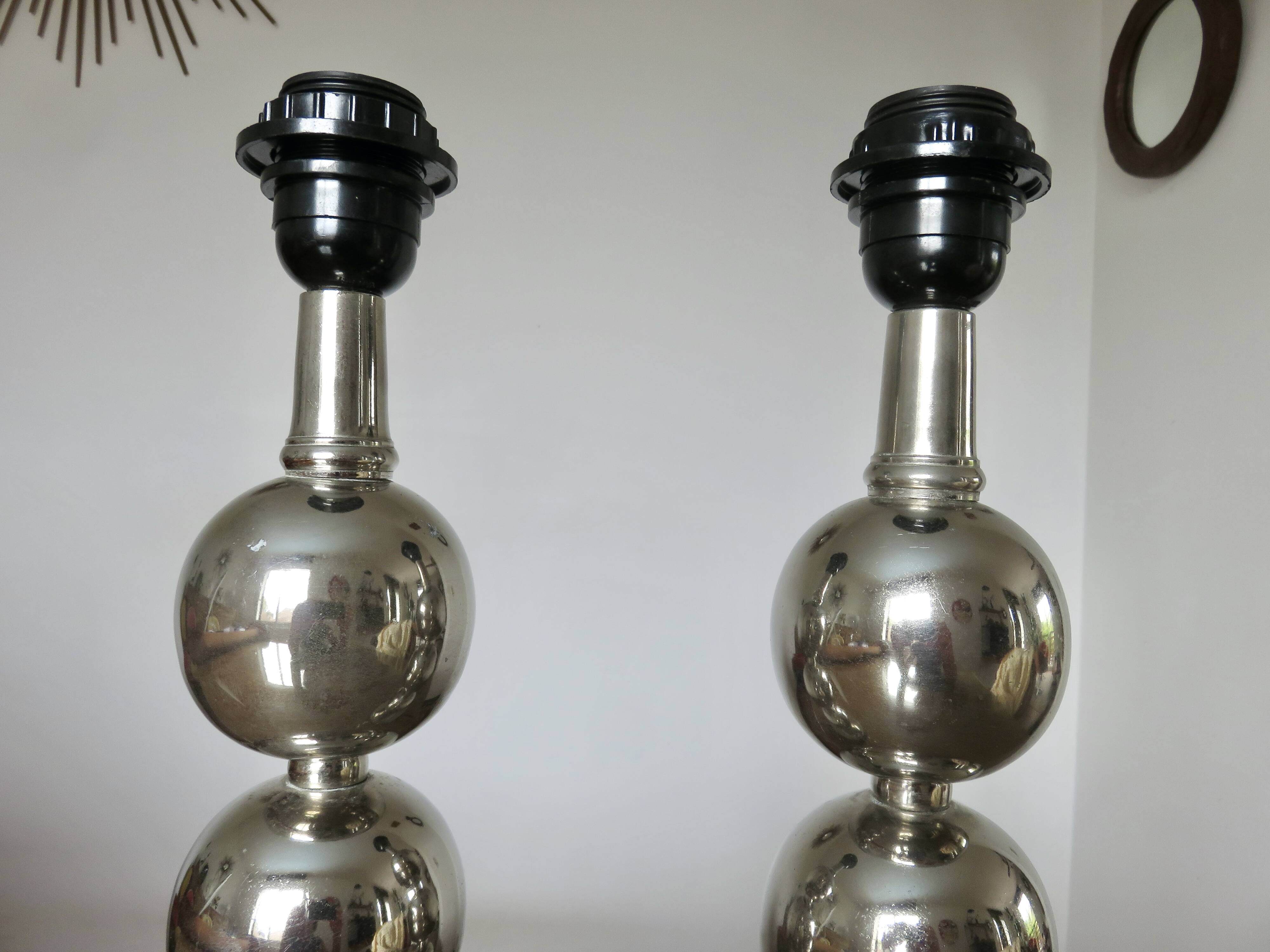 Paire de lampes en métal chromé années 70