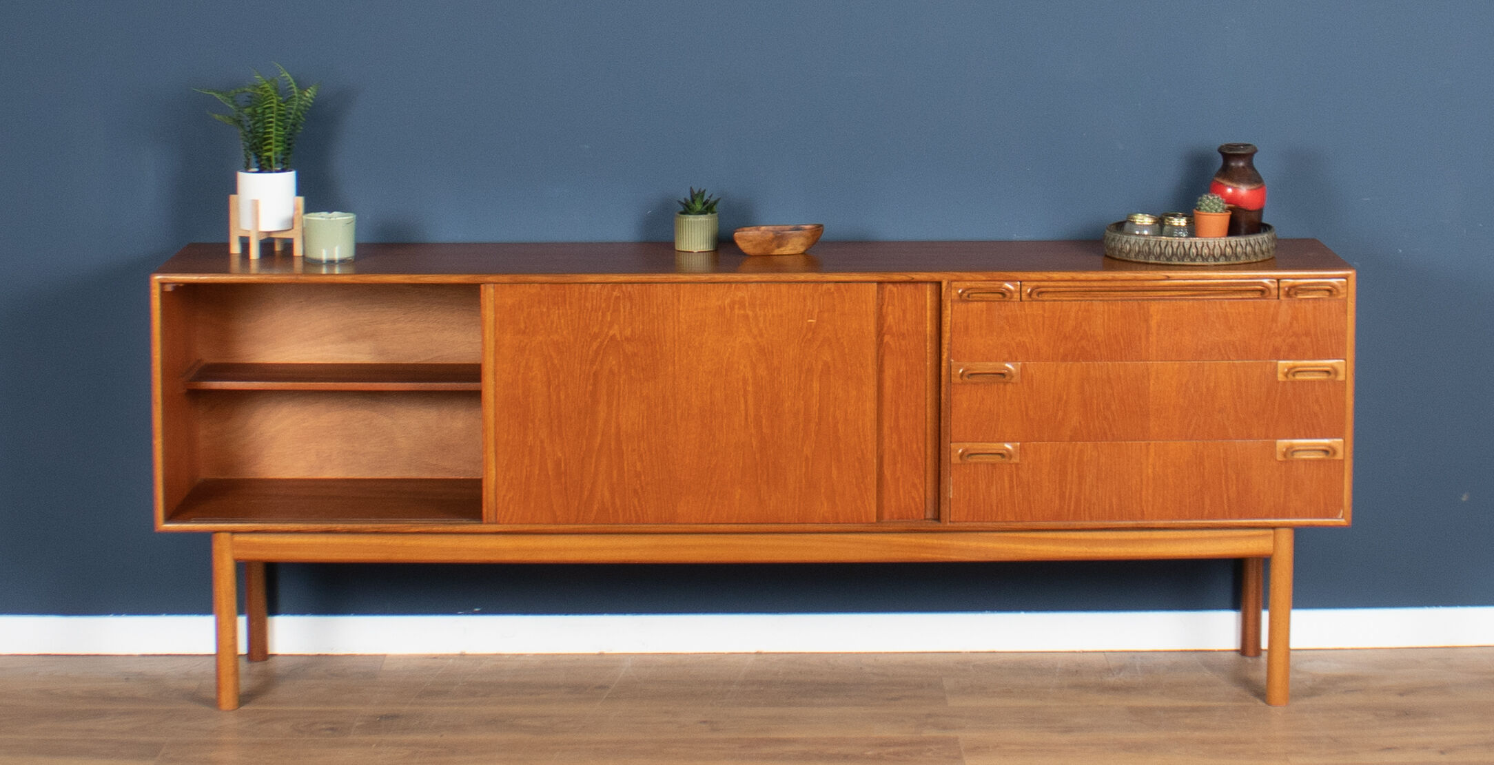 Retro teak 1960s long mcintosh sideboard with bar