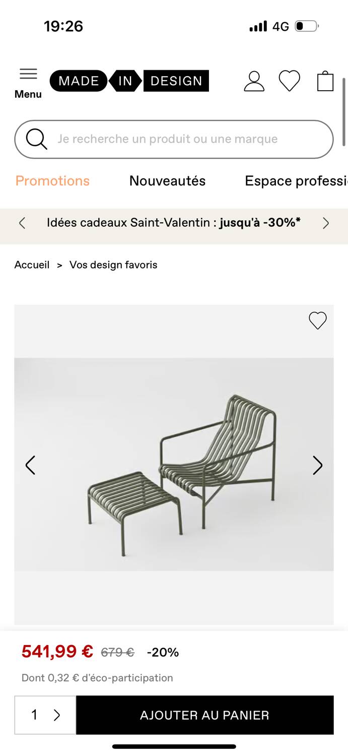 Palissade metal coffee table Bouroullec for Hay