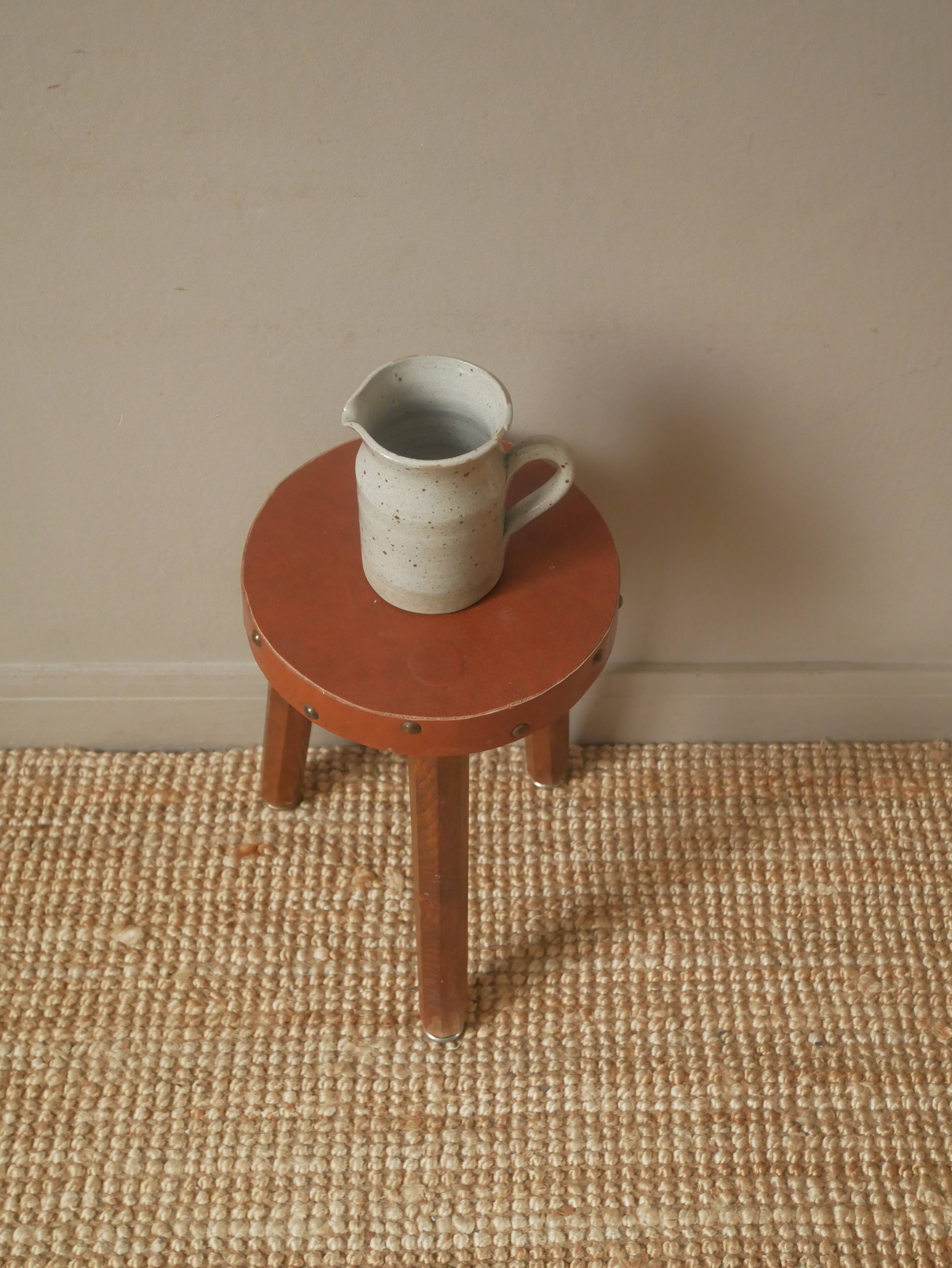 Vintage stoneware pitcher vase with handle Scandinavian country decoration handcrafted ceramic