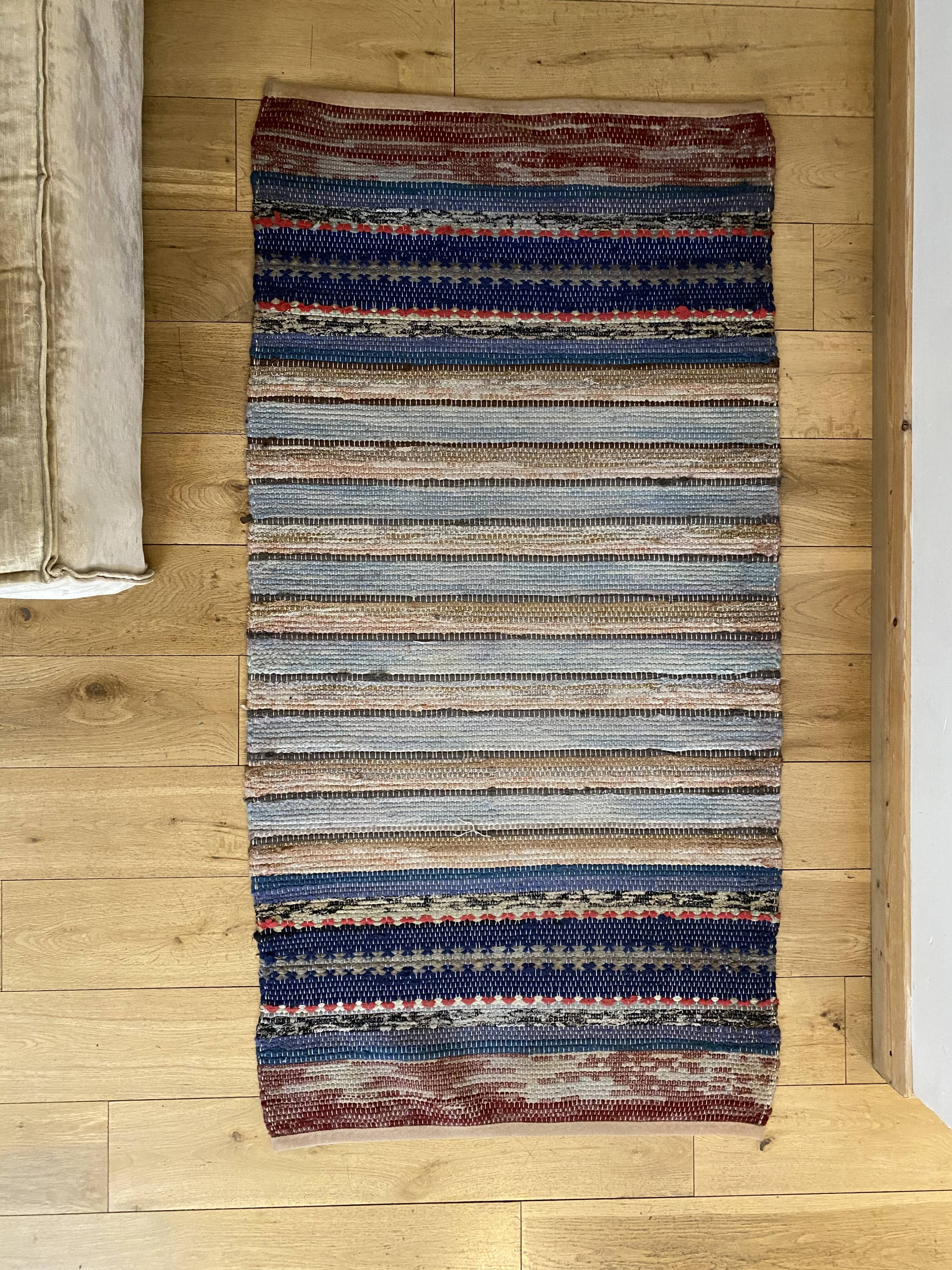 Pair of vintage scandinavian carpet 1960's wool weaves hand  74x142cm