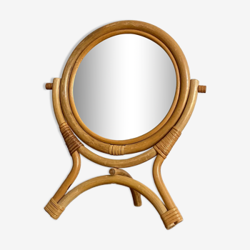Rattan vanity mirror