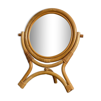 Rattan vanity mirror