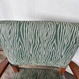 Pair of 50s Bridge armchairs vintage zebra pattern green