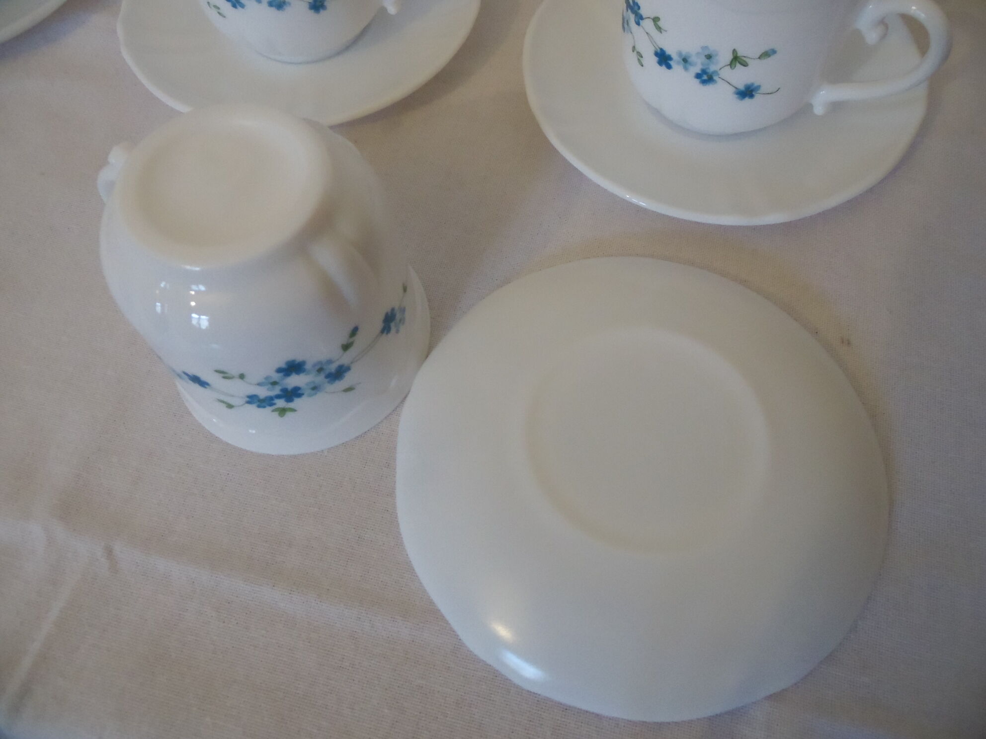 6 cups and saucers Arcopal Myosotis