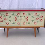 Vintage sideboard with 2 sliding glass doors