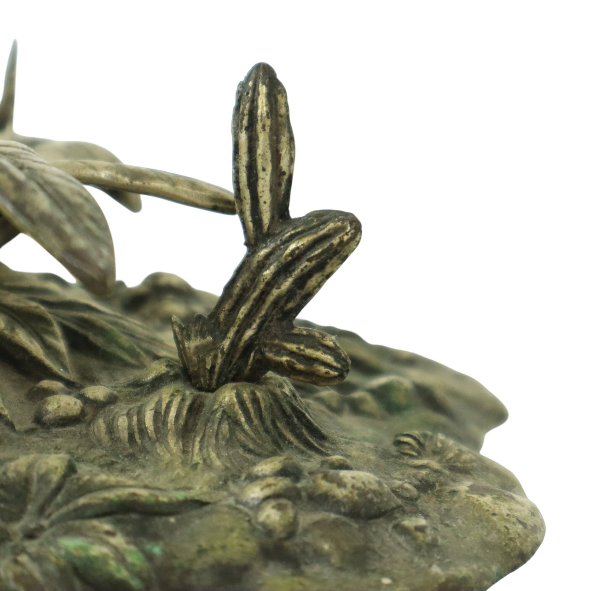 Grand cendrier tournesol en bronze argenté S. Agudo 62 cm