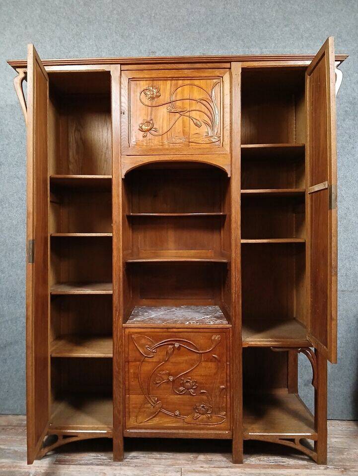 D’après Louis Majorelle : meuble cabinet école de Nancy en noyer époque Art Nouveau vers 1900