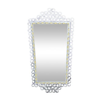 Vintage Mirror In Handmade Metal Frame, Czechoslovakia 1950s