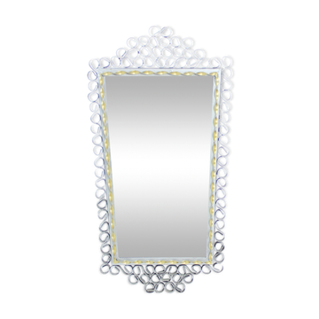 Miroir en métal fait à la main, Tchécoslovaquie des années 1950
