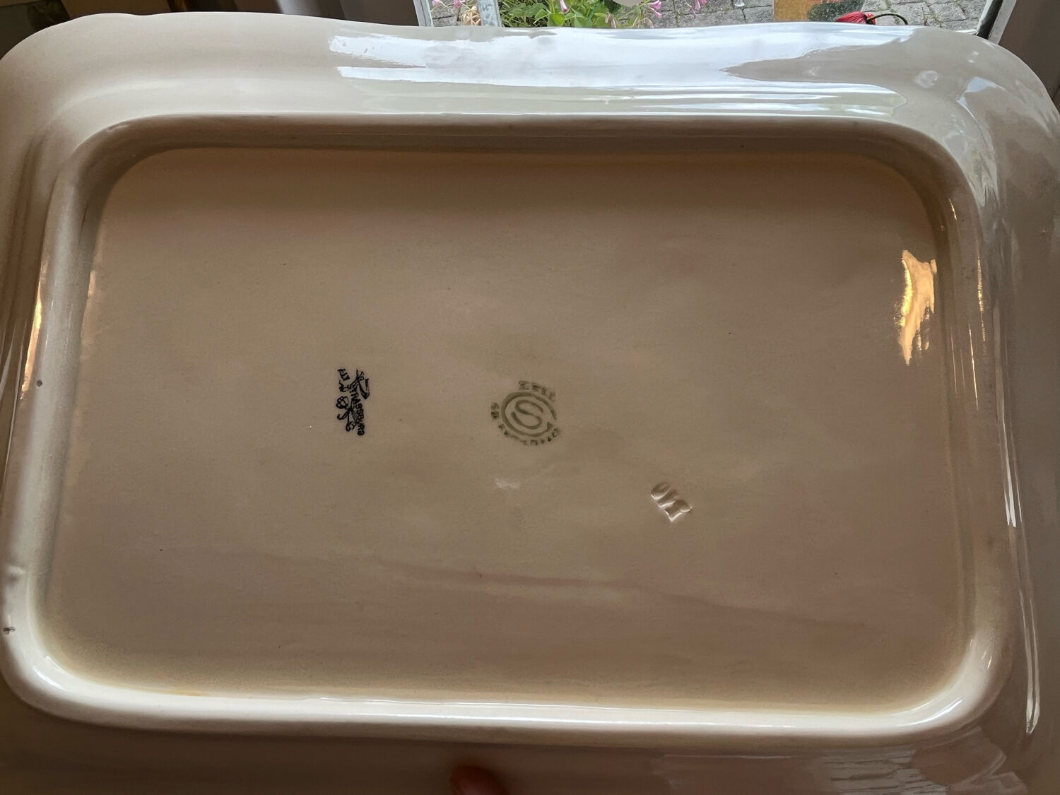Old dishes in earthenware floral motif