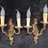 Pair of wall lights in louis xv style - bronze - 32 cm