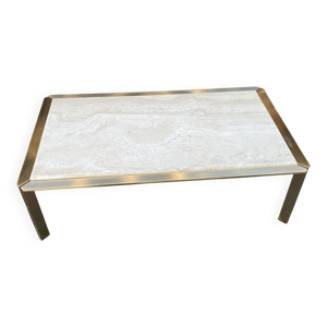 Table basse laiton et - travertin