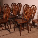 Set Of 10 19th Century Windsor Wheelback Chairs