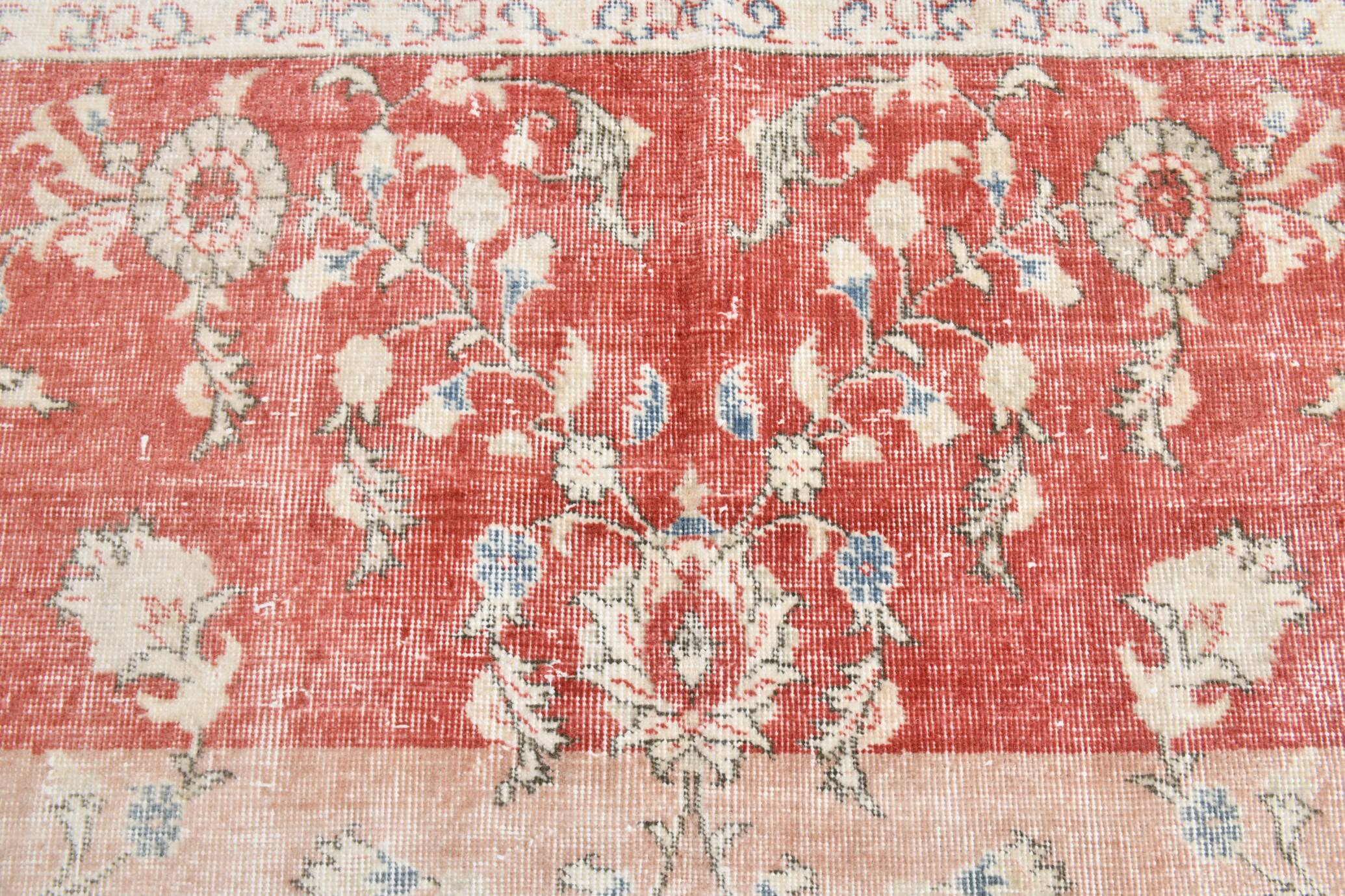 Tapis vintage floral rose blush et pêche 8x12, tapis pour salon.