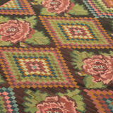 Handwoven Vintage Flatweave Black Kilim 192 cm x 290 cm - 23330