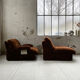 Pair 70s brown velvet armchairs