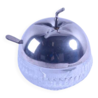Antique sugar bowl/jam pot in the shape of an apple.