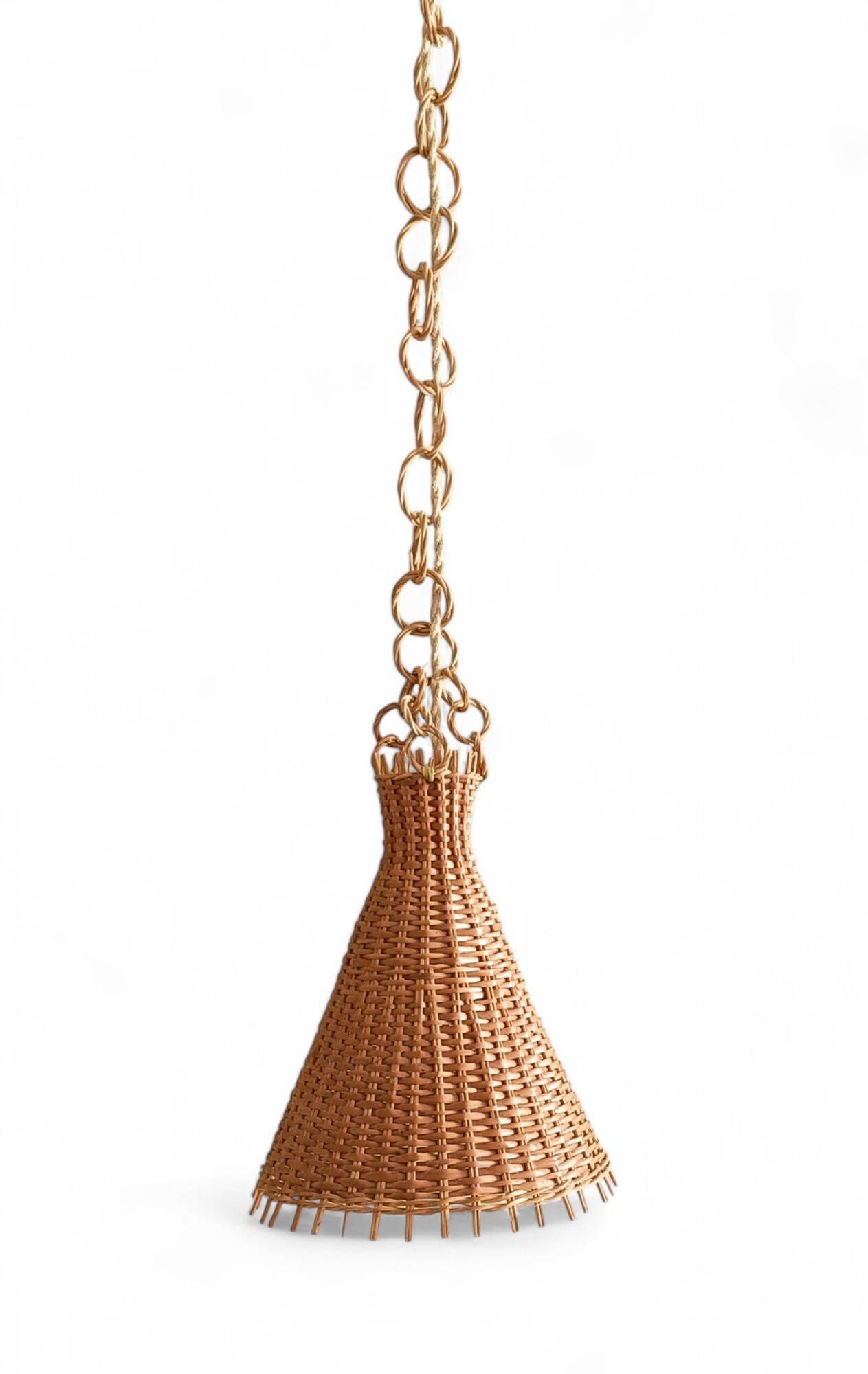 Rustic Midcentury Wicker Pendant Lamp, Spain, 1950s