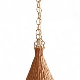 Rustic Midcentury Wicker Pendant Lamp, Spain, 1950s