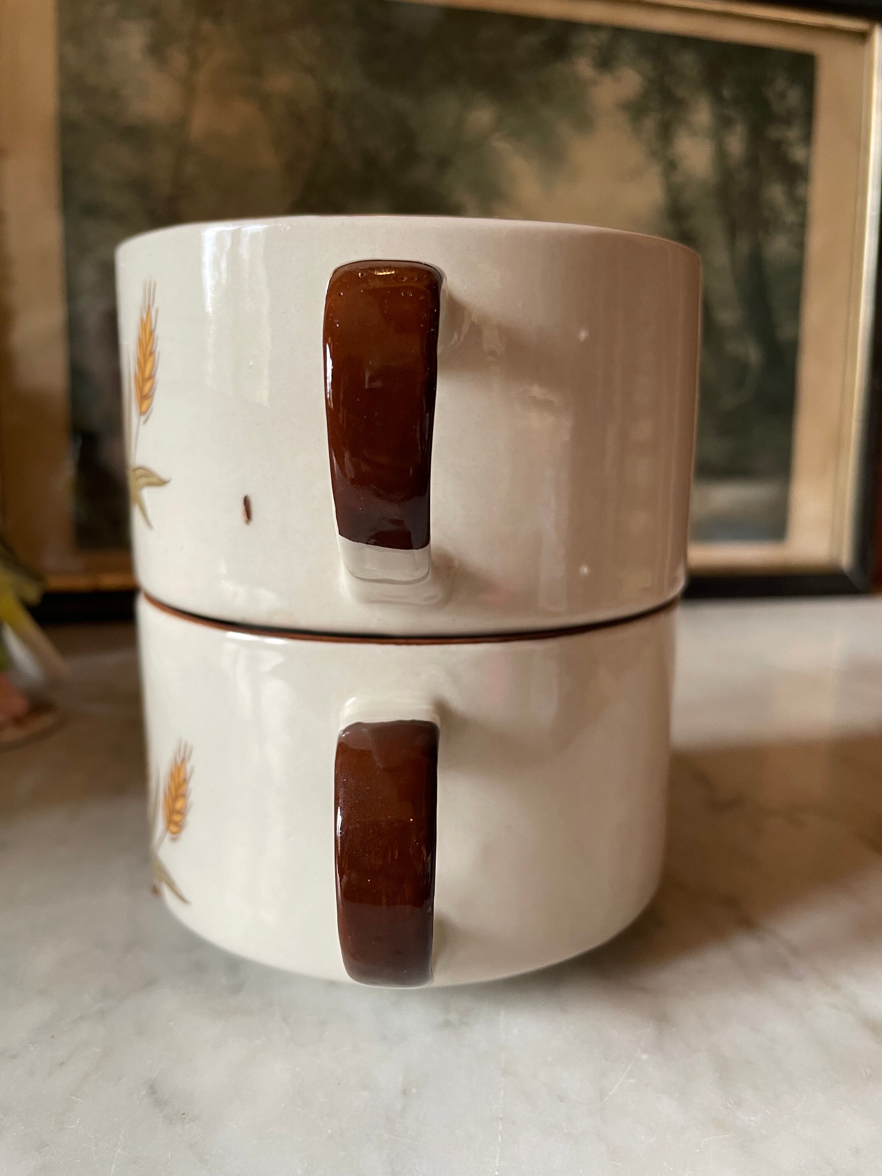 Vintage stoneware lunch cups