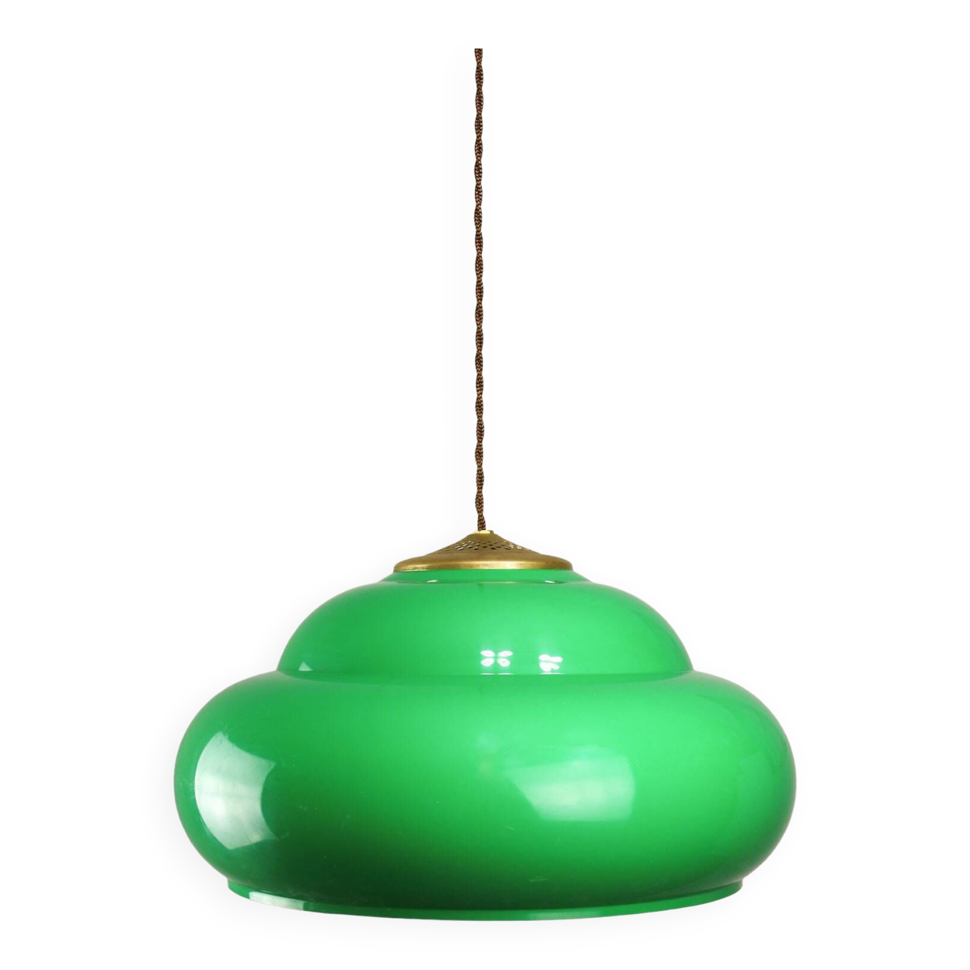 Vintage Green Italian Pool Table Lamp in Brass and Plastic