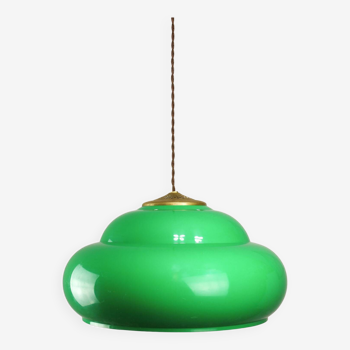 Lampe de Table de Billard Vintage Verte, Italienne, en Laiton et Plastique
