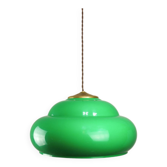 Vintage Green Italian Pool Table Lamp in Brass and Plastic