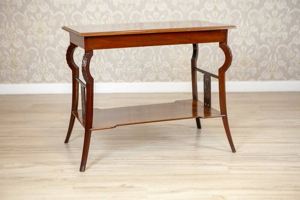 Table basse en acajou brun Art Nouveau du début du 20e siècle, années 1950