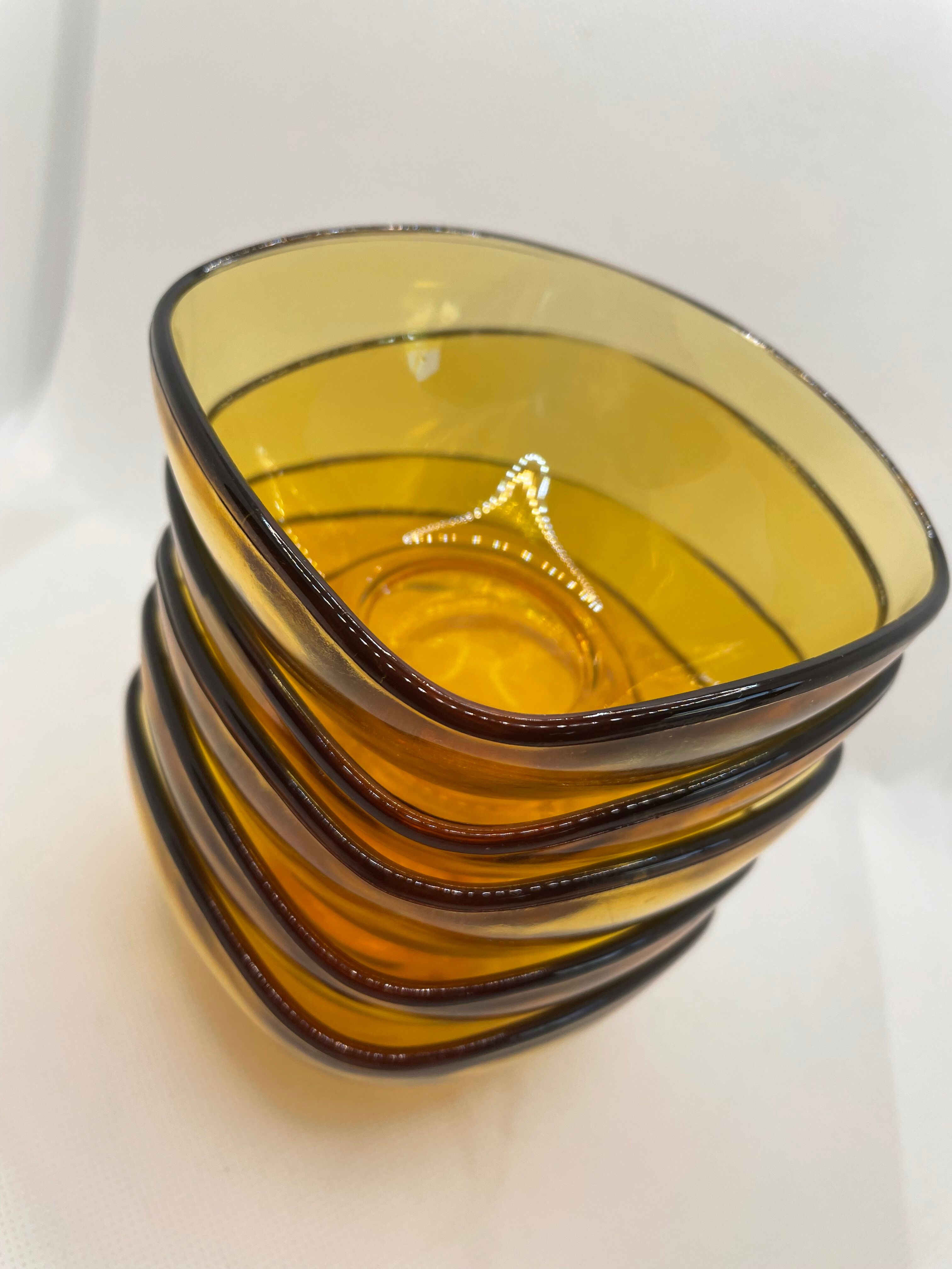 amber glass bowl from the 1970s