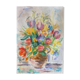 Painting "bouquet of flowers" Watercolor signed J. Grassi