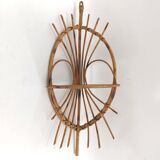 Mirror and shelf vintage rattan wicker 70's