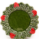 Artisanal plate with strawberries in green and red slurry