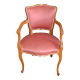 Cabriolet armchair in cherry wood and fabric