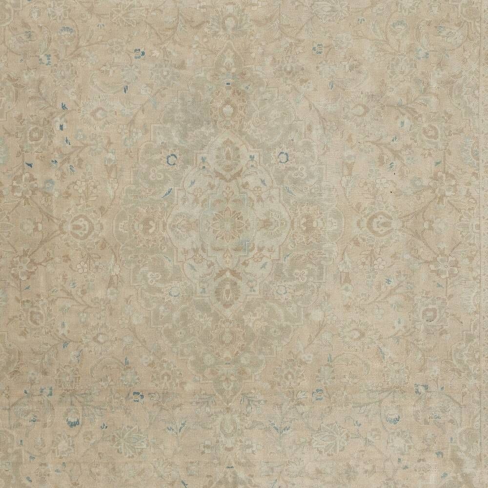 One of a kind Vintage Turkish Area Rug. Handmade Beige Large Carpet for Rustic, Country & Farmhouse Decor
