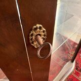 Antique English wooden display cabinet - Curved legs & 3 shelves