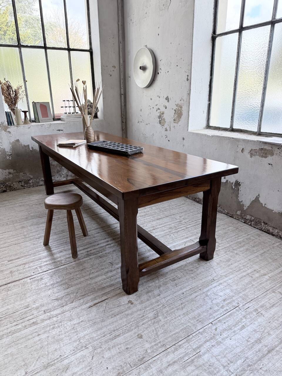 Table de ferme campagne noyer massif XL 250cm