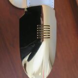 Vintage inscribed leather and gold-plated brass table lamp, Italy 1970s