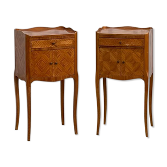 Pair of bedside tables in rosewood marquetry