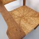 Suite de 2 fauteuils brutalistes vintage en bois de chêne et paille
