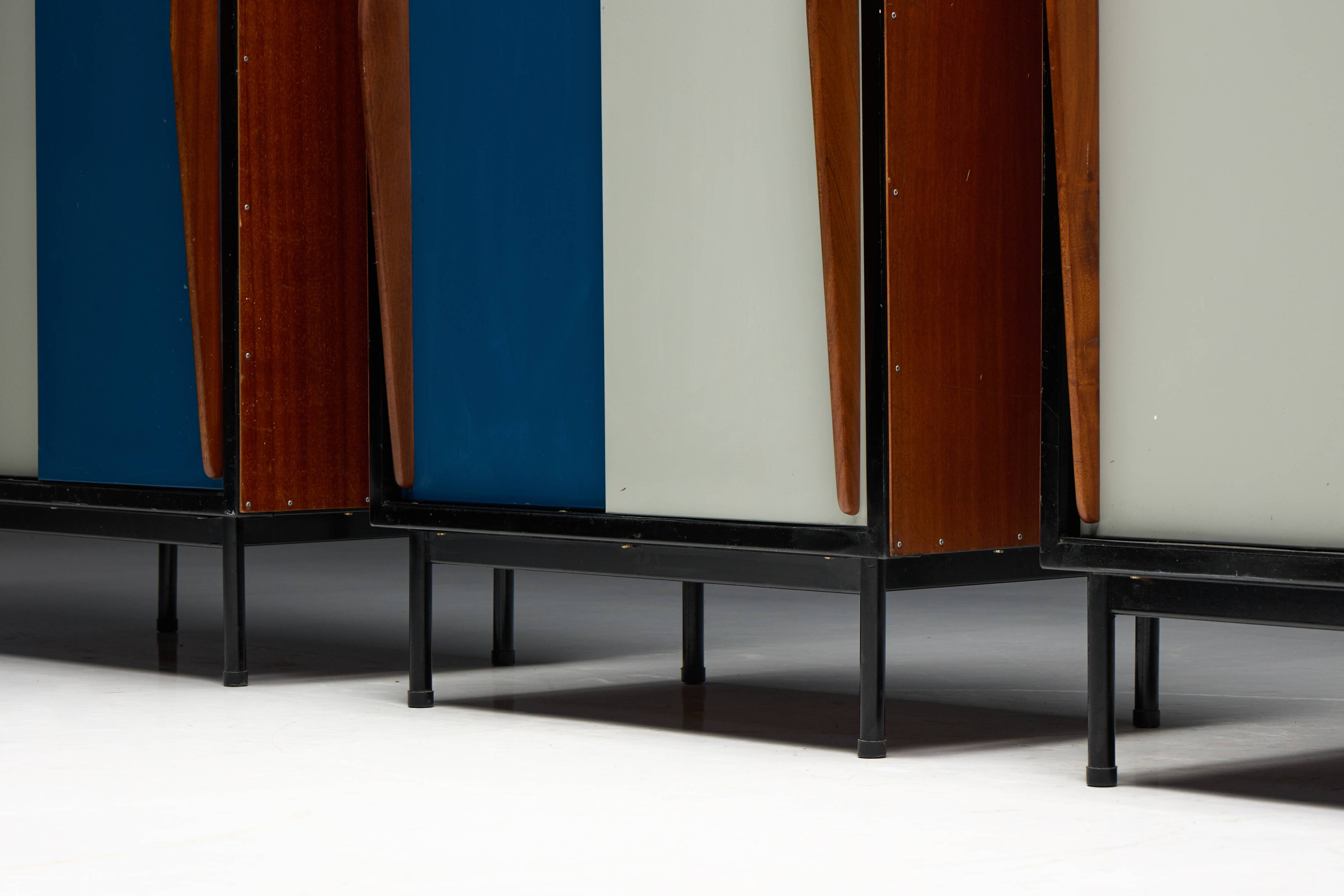 Modernist wardrobes by Willy Van Der Meeren for Tubax, Belgium, 1950s